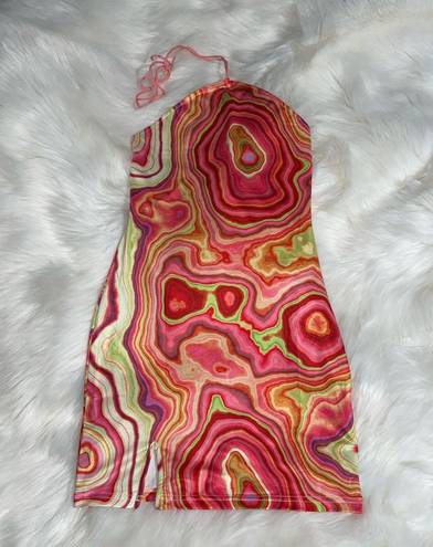 Grey Bandit Pink & Green Swirl Mini Dress