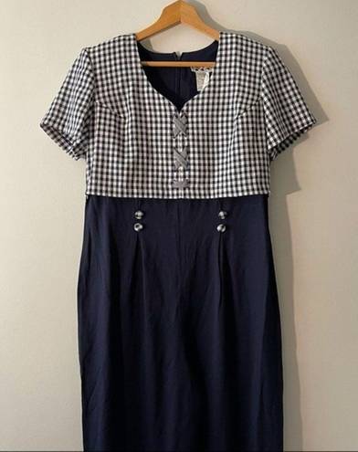 One Piece DBY Vintage 90s Jumpsuit Size 11 Navy Gingham Plaid
