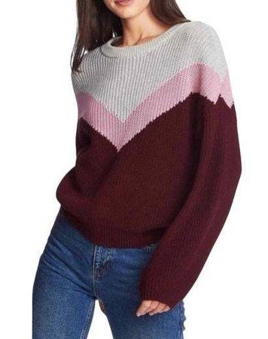 1. State  Chevron Colorblock Oversized Chunky Knit Sweater Sz S