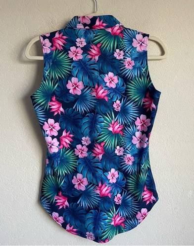 Edge NWT Full  Sleeveless women’s golf Tank floral top tropic birdie