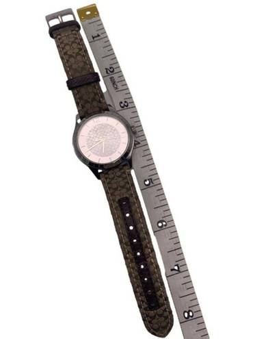 Coach  Silver-tone Brown Canvas Ladies Wristlet Watch