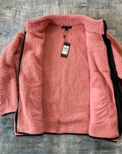 Tommy Hilfiger  Pink Faux Fur Fleece Full Zip Mock Neck Jacket Size 1X