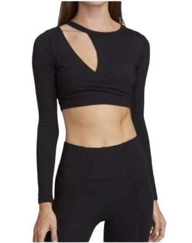 n:philanthropy  Black Roxbury Cropped Long Sleeve Slash Top Size Small New