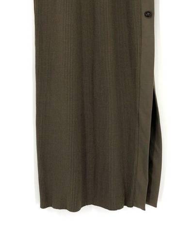 The Range  Ribbed Button Maxi Dress Olive Green XS