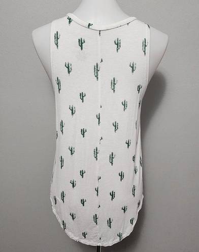 Grayson Threads  white and green cactus print tank size small