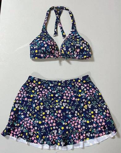 Draper James Navy Blue Floral Bikini Top and Swim-Skirt Bathing Suit Bottoms Coords Matching Set 🌸