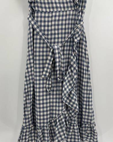 Max Studio Boho Gingham Print Midi Wrap Dress Size Small Nwt