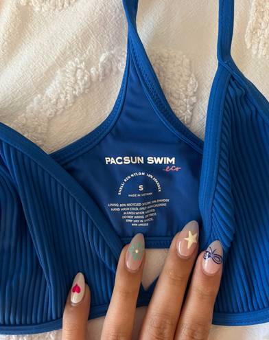 PacSun Eco Blue Stevie Ribbed Racerback Bikini Top