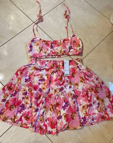 Urban Outfitters Skirt Set Floral Pink Size XL