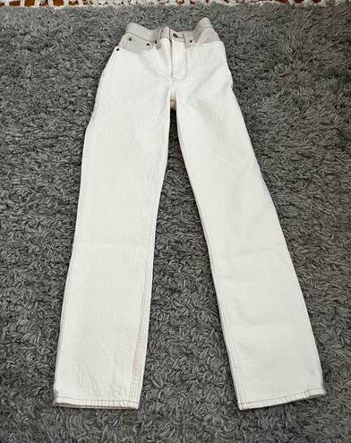 Abercrombie & Fitch  Cream and Leather 90s Straight Leg Pants size 23 000