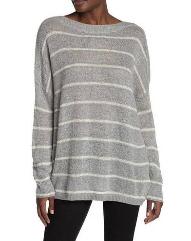 ALLSAINTS  Misty Crewneck Striped Pullover Sweater In Light Gray/Chalk White