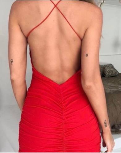 Tiger Mist Red Reese Bodycon Open Back Mini Dress