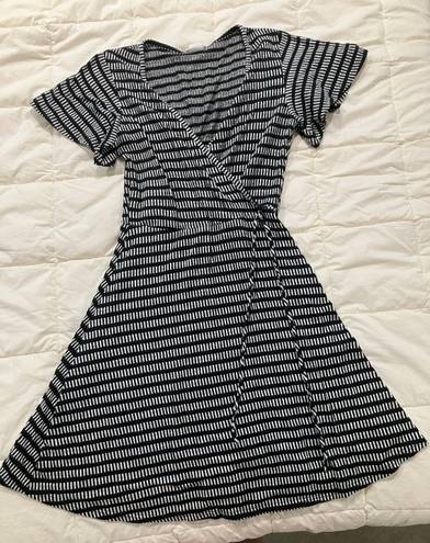 Caution to the Wind Black And White Striped Dress