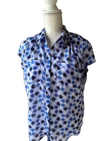 Ny&co NY &  Womens Blue Multi Polka Dot bow Top Size Large