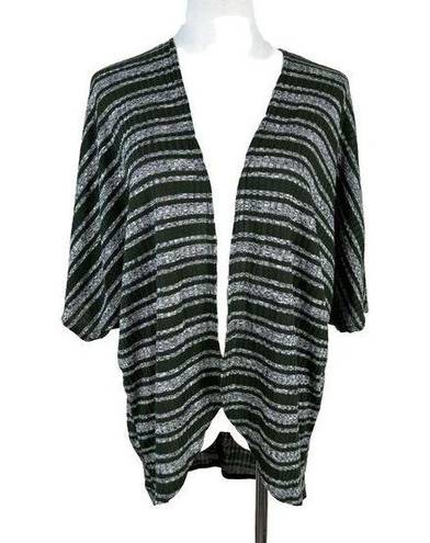 Say Anything  Green Stripe Cardigan Open Front Top Medium