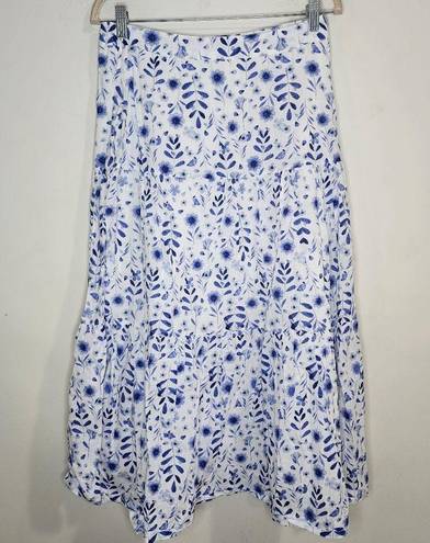 Gap  Bohemian Peasant Floral Tiered Women 8 Cottagecore Midi High Rise Skirt