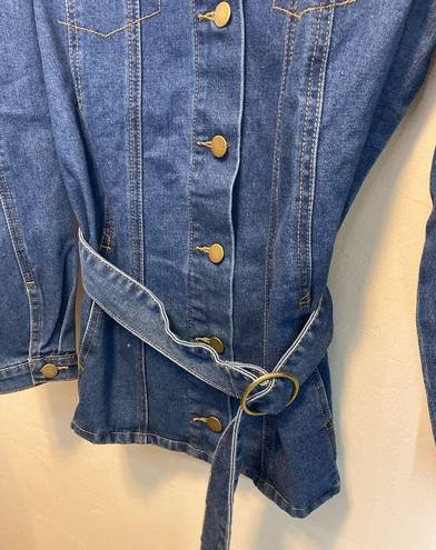 Allegra K  Long Sleeve Denim Tie Waist Belt Button Up Jacket NEW Size Medium