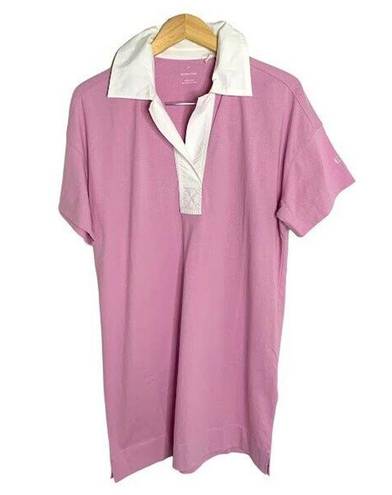 Everlane  Organic Cotton Polo Dress Pink White Womens Size Medium Short Sleeve