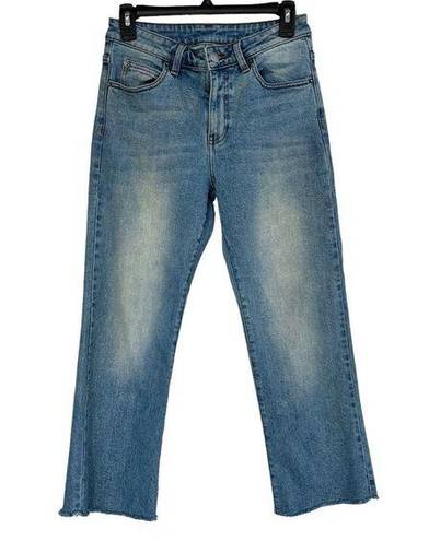 Dr. Denim  SZ 27/26 Meadow Cropped Jeans Mid-Rise Pockets Frayed Hems Blue Womens