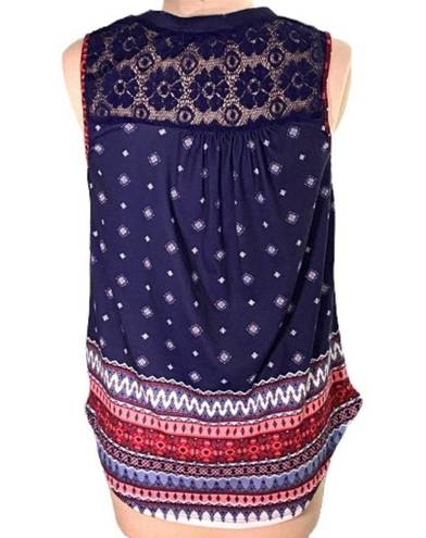 Absolutely Famous Ladies Boho Chic Blue Cami Tank Top Shirt Size M Medium ~Paisley Tank Top Blouse