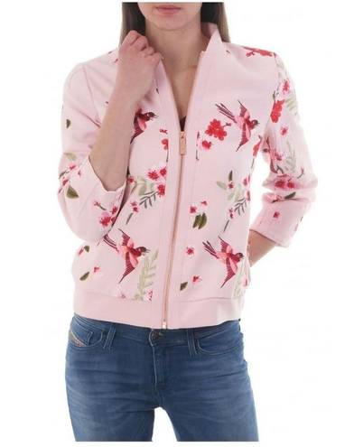 Ted Baker 💕 LONDON💕 Llelah Bomber Jacket Bird & Blossom Print Embroidered 6 NWT