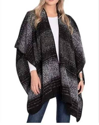 Woolrich  Black Grey Warm Soft Cape Shawl Blanket Sweater Size OS