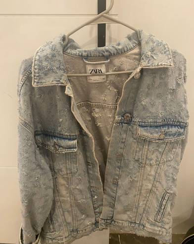 ZARA Oversized Distressed Jean Jacket