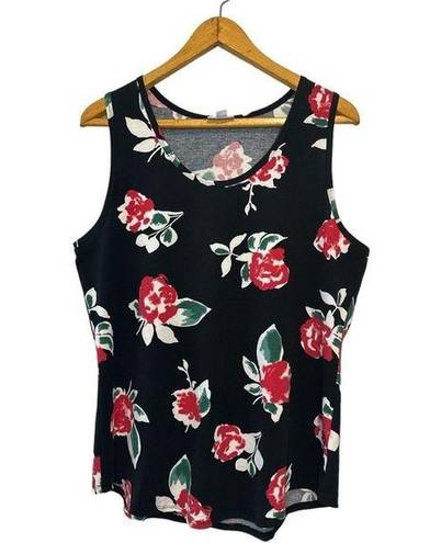 LuLaRoe  Black & Red Floral Print Sleeveless Summer Top Size XL