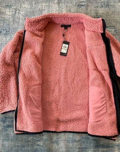 Tommy Hilfiger NWT!  Pink Faux Fur Fleece Full Zip Mock Neck Jacket Size 1X