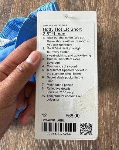 Lululemon  Hotty Hot Shorts LR 2.5” Aero Blue Size 12 NWT