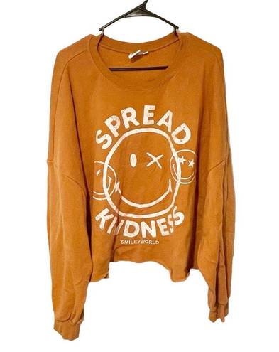 Grayson Threads Smiley World Plus Size 3X Spread Kindness Rust Semi Cropped Sweatshirt Women’s