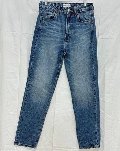 ZARA  High Waisted Whiskered Slim Fit Denim Skinny Jeans Blue Women's Size US 4