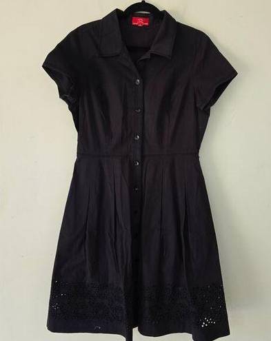 Oscar de la Renta  Black Summer Lace Trim Dress Retro Fit & Flare Women's Size 12