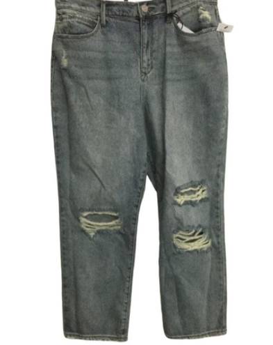 Skinny Girl High-Rise Str8 Crop Distressed Jeans 30