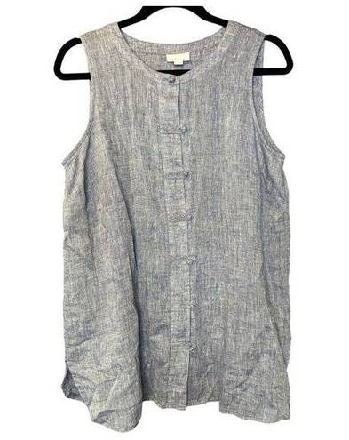 J.Jill  Love Linen 100% Linen Light Chambray Woven Buttoned Tunic Tank Size M