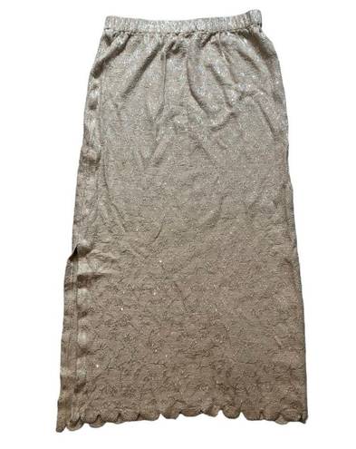 St. John  Evening Marie Gray Shimmer Metallic Knit Maxi Skirt, Sz 10