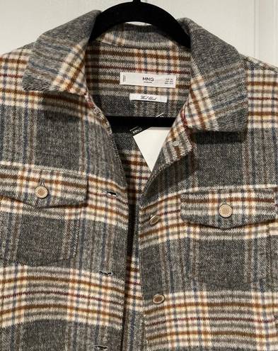 Mango Plaid Cropped Shacket Jacket