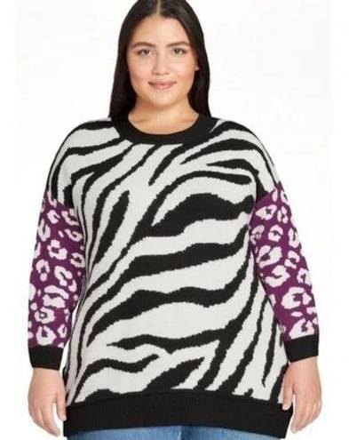 Terra & Sky  Women's Plus Size Drop Shoulder Print Sweater, Midweight 2X 20W-22W