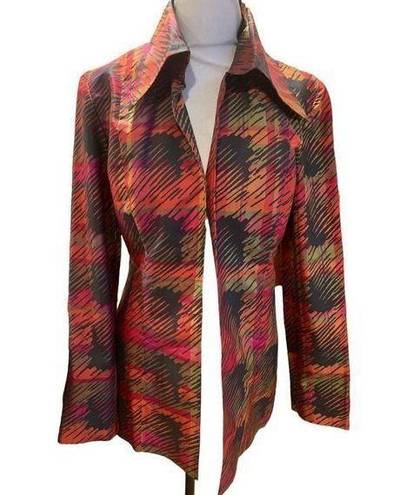 Russell  Kemp Vintage 80s or 90s Blazer Geometric Pattern Orange Green Wmn Small