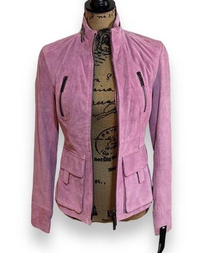 Ideology  Berlin Pink Suede Leather Moto Jacket Women's Size XS