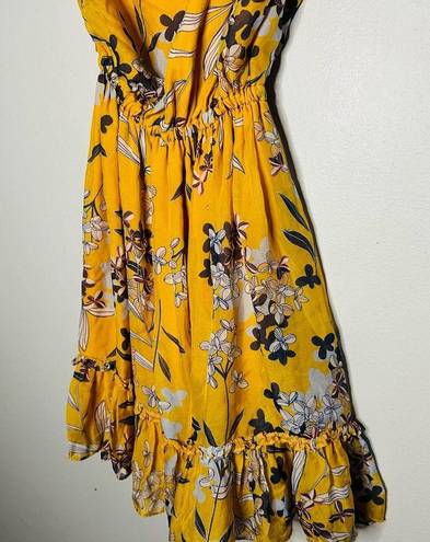 Shoshanna  Women's Yellow 100% Silk Carmela One Shoulder Floral Dress Size 12