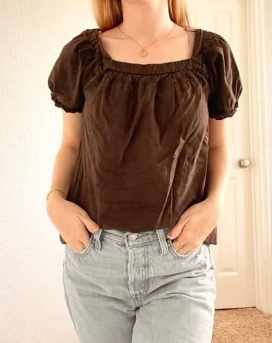 Merona Vintage  Brown Peasant Top