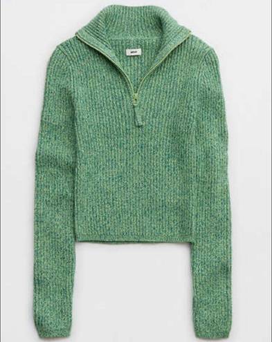 Aerie Cropped Green Polo Sweater