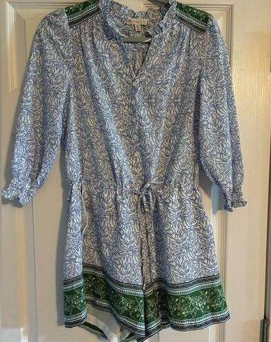 Eliane Rose Blue and Green Patterned Romper Preppy