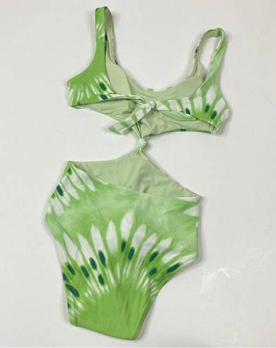 Aerie  | Green Tie-Dye Cutout One Piece Swimsuit S