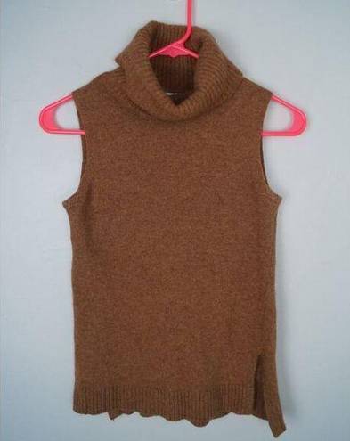 J.Crew  Factory Turtleneck Sweater Tank Brown Sleeveless Pullover Wool Blend XXS