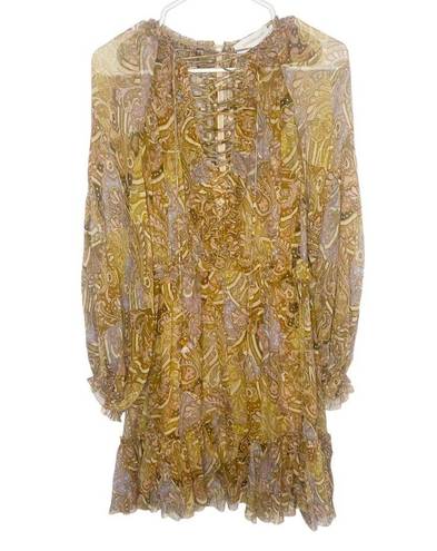 Zimmermann  Concert lace-up paisley-print dress silk size 2