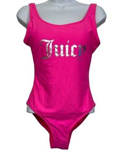 Juicy Couture Women's  Pink w/ Foil Knockout Swimsuit $98 Size Med EUC #S-573