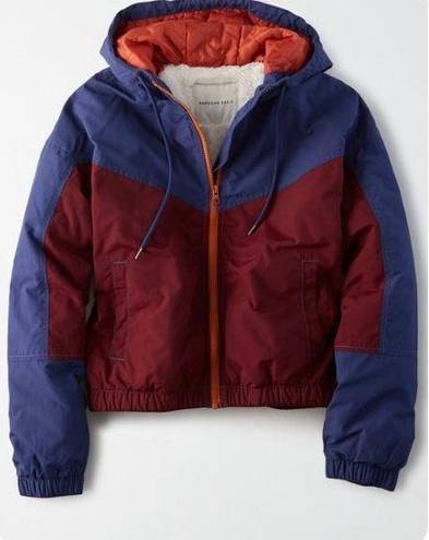 American Eagle Outfitters Color Block Sherpa Lined Puffer Jacket