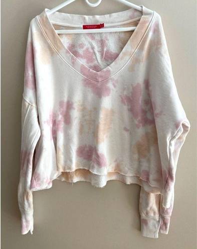 n:philanthropy  Large Aries Tie Dye Cropped Sweatshirt Mauve Moon